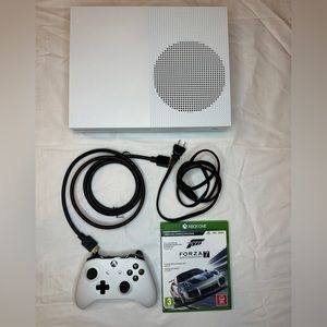 Microsoft Xbox One S with one controller and Forza Motorsports 7